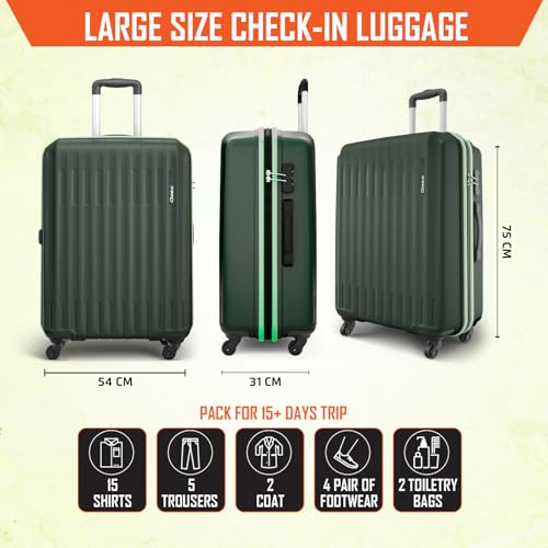Image of Safari Genius Alley 75cm Large Check-in Trolley Bag Hard Case Polypropylene, 4 Spinner Wheels, 360 Degree Wheeling Luggage, Travel Bag, Suitcase for Travel, Trolley Bags for Travel, Deep Forrest