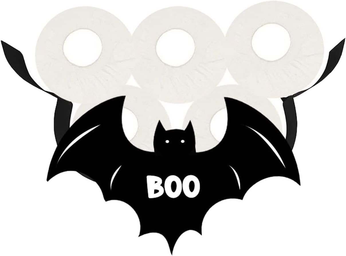 Black Bat Toilet Paper Roll Holder, Bat Boo Decor, Halloween Paper Towel Rack,Wall Mount Bathroom Tissue Storage,Bat Design Toilet Roll Holder for Bathroom Washroom Rack Organization