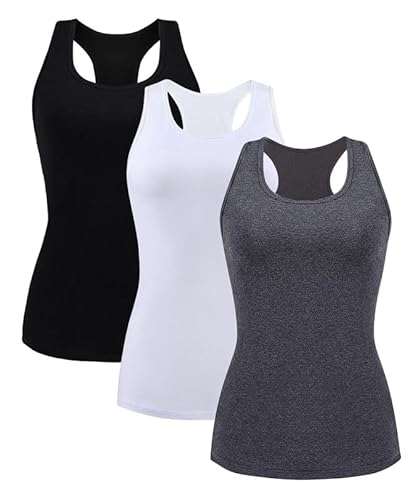 beautyin Women Tank Top with Shelf Bra Racerback Workout Yoga Tops Undershirt
