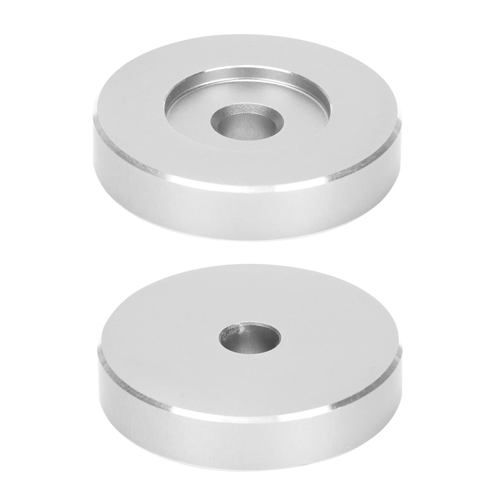 Aluminum 45 RPM Adapter,45 RPM Record Turntable Adapter Large Hole Conversion Sheet Black Clamp Adapter for Most Big Hole Records (Silver)