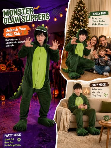 Image of acdiac Unisex Soft Monster Claw Slippers Fun Dino Slippers Animal Paw Shoes For Men Women Boy Girl With Home Halloween Party Cosply Costume Footwear