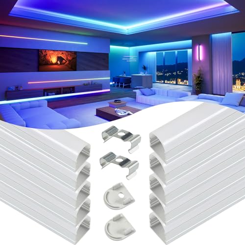 Muzata 5Pack 3.3FT/1M Upgraded Excellent Spotless LED Channel Silver Deeper LED Strip Diffuser Channel with Thicker Milky White Cover No Hot Spots U109 WW 1M