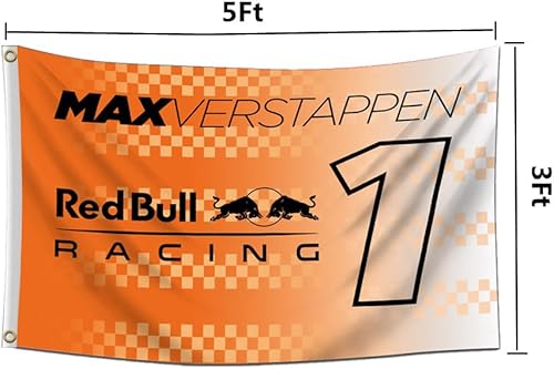 Miniatura 6 de Max Verstappen - Bandera #1 de 3 x 5 pies, bandera de carreras Red Bull para fanáticos de los automóviles con ojales de latón