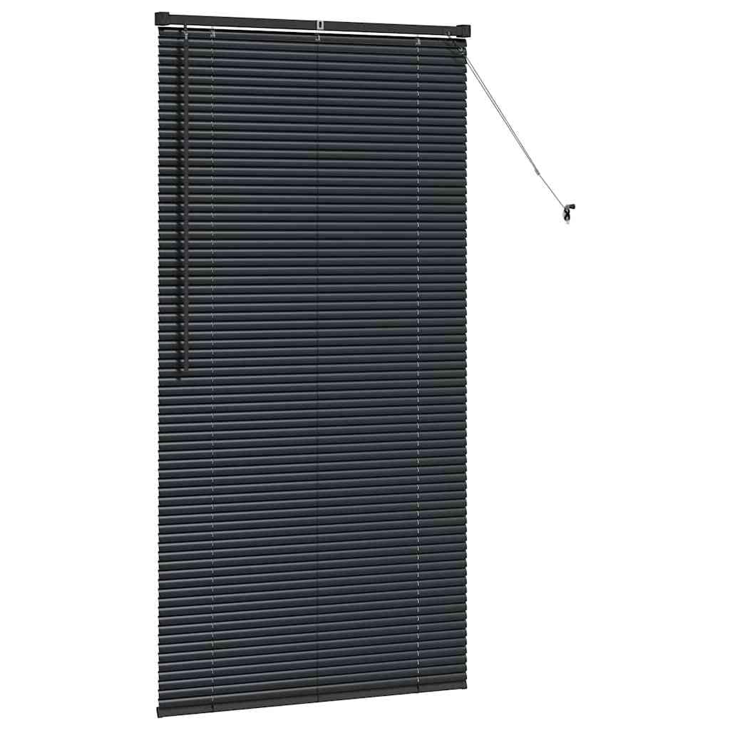 Fensterjalousie Mit Vorhängen Aus Aluminium, Matt Oberfläche, Rollo Verdunkelung, Rollos Für Fenster, Geeignet Für Wohnzimmer Schlafzimmer Büro, Schwarz, 90 x 175 cm