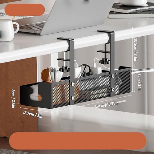 Bandeja Porta Cable para Debajo del Escritorio PerGar, de Malla Metálica con Abrazadera para Oficina en Casa y Escritorios Elevables miniatura 2