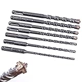 【7-TEILIGES BOHRSET】7-teiliges Betonbohrer-Set SDS mit 4 Schneiden und Hartmetallplatte ist für jeden SDS Plus-Bohrhammer geeignet. Hammerbohrer für Beton in den Größen 5,6,6,8,8,10,12 x 160 - verpackt in einer praktischen Box.