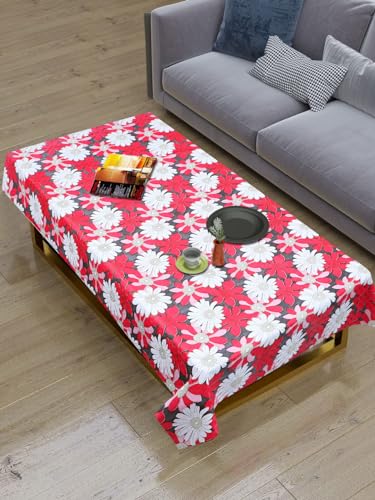 Image of Dakshya Industirs PVC Waterproof Table Cover 36x54 Inch Floral Printed Center Table Cover Washable Plastic Table Sheet Oilproof Dining Table Cover for Coffee Table Living Room Home (Decorative Petal)