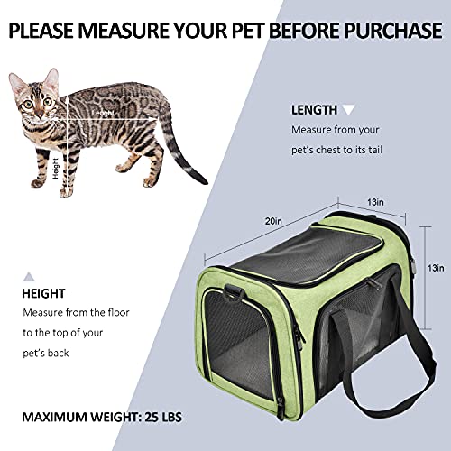 Image of Henkelion Large Cat Carriers Dog Carrier Pet Carrier for Large Cats Dogs Puppies up to 25Lbs, Big Dog Carrier Soft Sided, Collapsible Travel Puppy Carrier - Large - Green