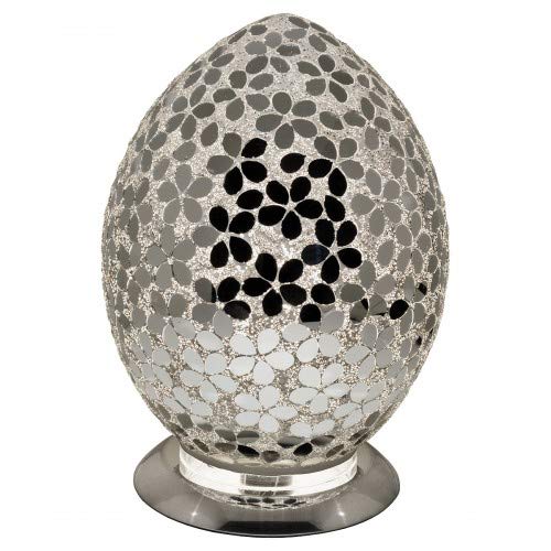 The Look Mirrored Mosaic Glass Egg Lamp - Flower
