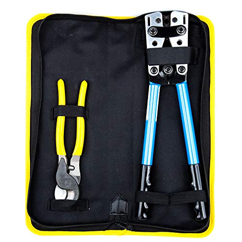 KOTTO Battery Cable Lug Crimper Tool 6-50mm², Wire Crimping Tool, Pliers for Crimping Wire Cable with Cable Cutter for 10,8,6,4,2 and 1/0 AWG Wire Cable Cutting and Crimper with Storage Bag - Thumbnail 2