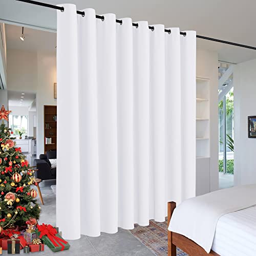Image of RYB HOME Room Divider Curtain - Half-Light Block Room Darkening Shades Grommet Curtains for Large Window Cloakroom School Dorm Sliding Door, W 15 ft x L 8 ft, Pure White