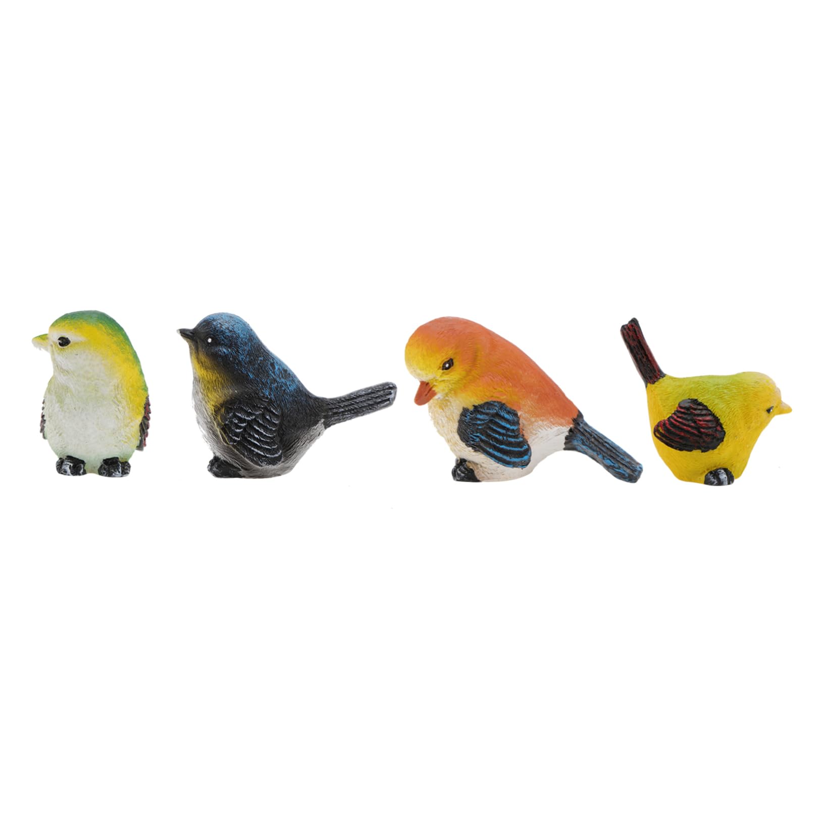 4 statuette di uccelli in miniatura blu, mini uccelli in resina