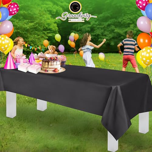 Image of Grandipity 36 Pack Premium Disposable Plastic Tablecloth 54 Inch. x 108 Inch. Decorative Rectangle Table Cover - Dark Grey