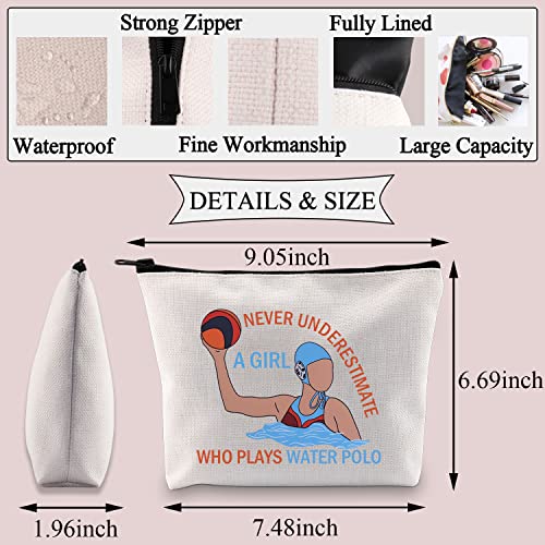 PLITI Water Polo Makeup Bag Water Polo Player Gift Never Underestimate a Girl Who Plays Water Polo Toiletry Bag (Water Polo Girl U) - Image 2
