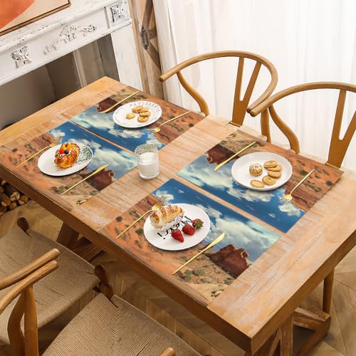 Set de table lin de coton rectangulaire brun désert haute résistance - 4