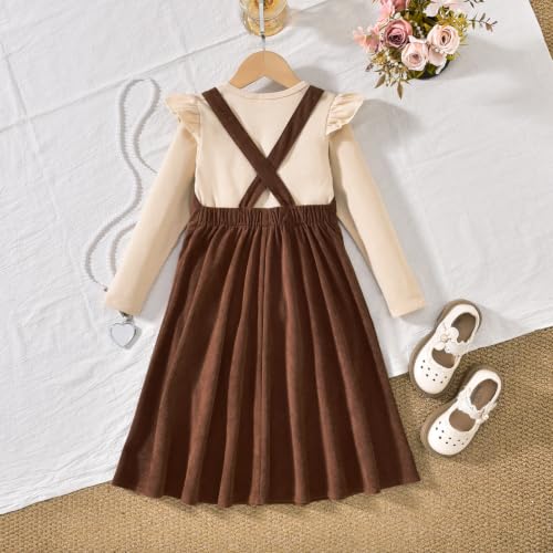Image of HIHA Little Girls Adjustable Corduroy Pinafore Overall Dress Set Size 6-12