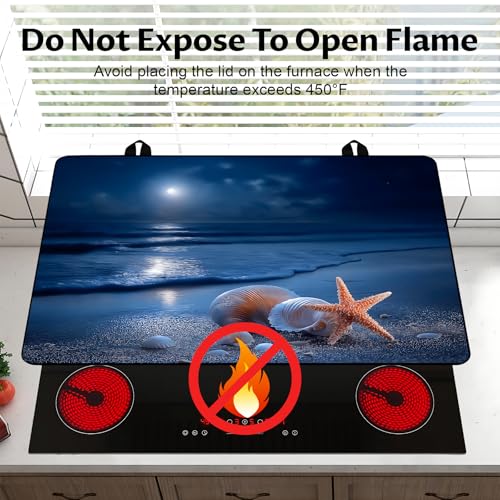 Image of BVBOX 28.5 inch x 20.5 inch Stove Top Cover Mat for Electric Stove, Non-Slip Stove Cooktop Countertop Protector Cover Pad Washable Absorbent for Kitchen Home Decoration (Ocean Night, 28.5 inch*20.5 inch)