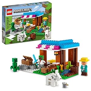 LEGO Minecraft The Bakery Building Kit 21184 Game-Inspired Minecraft Toy Set for Kids Girls Boys Age 8+ Featuring 3 Minecraft Figures and Goat, with Village and Treasure Chest Accessories, Gift Idea