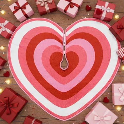 QIONG MENG Valentines Heart Tree Skirt Valentine‘s Day Tree Mat Decorations Valentine's Day 48