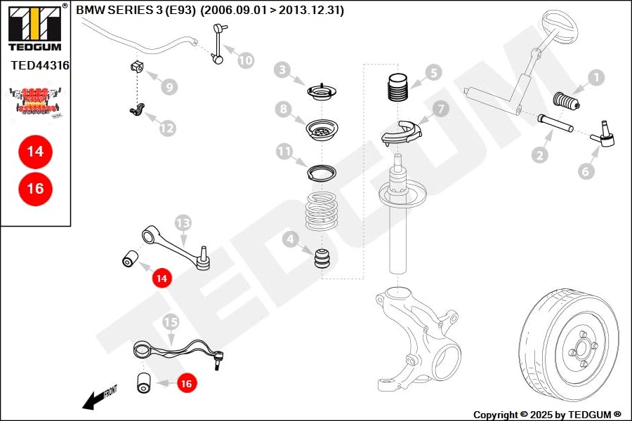 Suspensión de ruedas juego reparación TEDGUM TED44316 contra vibraciones en dirección 5