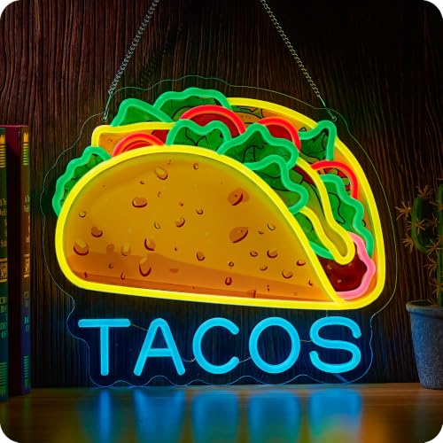 Image of Tacos Neon Sign for Wall Decor Taco Open LED Lights for Mexican Restaurant