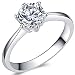 Jude Jewelers 1.0 Carat Classical Stainless Steel Solitaire Engagement Ring (Silver, 8)