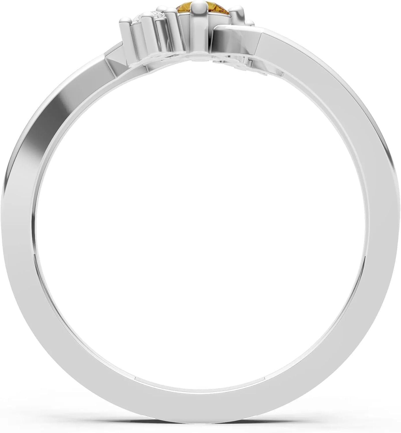 PEORA Round Cut Citrine Stackable Band Available in Solid 10K, 14K or 18K Ring – White, Yellow or Rose Gold