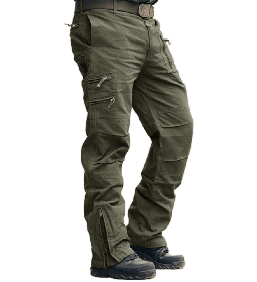 CRYSULLY Men's Cotton Multi-Pockets Work Pants