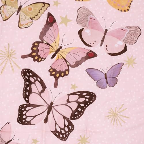 Image of Lambs & Ivy Butterfly Dreams Pink /Gold 3-Piece Nursery Baby Crib Bedding Set