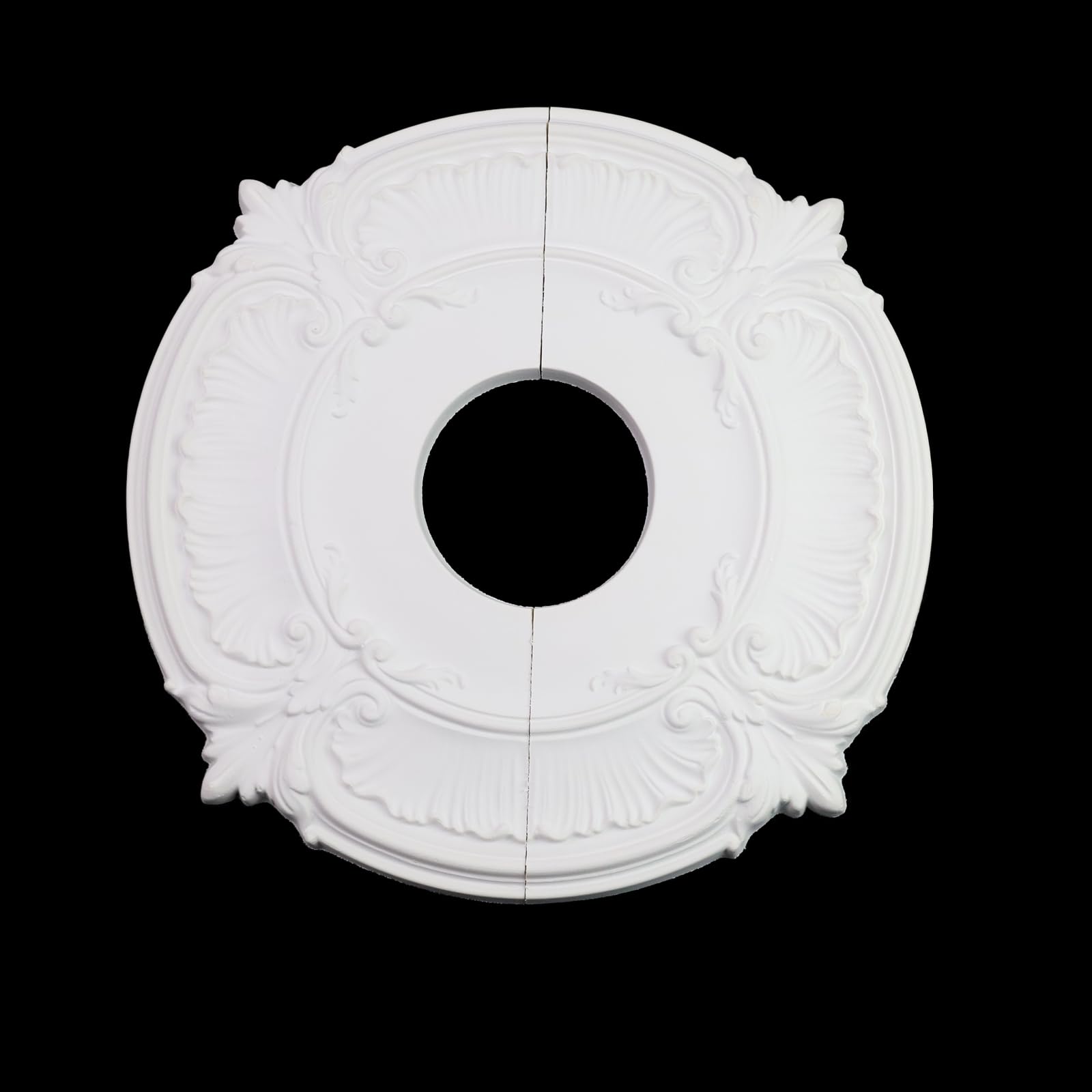 White Ceiling Medallion - Retro Light Fixture -8 White Ceiling Medallion - Retro Light Fixture -8