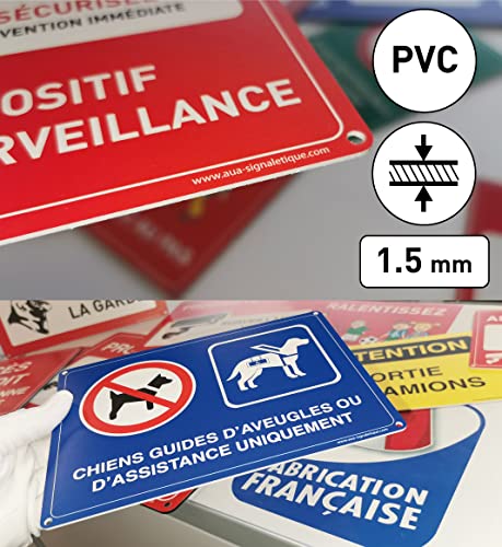 AUA SIGNALETIQUE – Beschilderungsschild aus starrem und kompaktem PVC, 1,5 mm. (200 x 143 mm, Vorsicht bei aussteigenden Fahrzeugen)