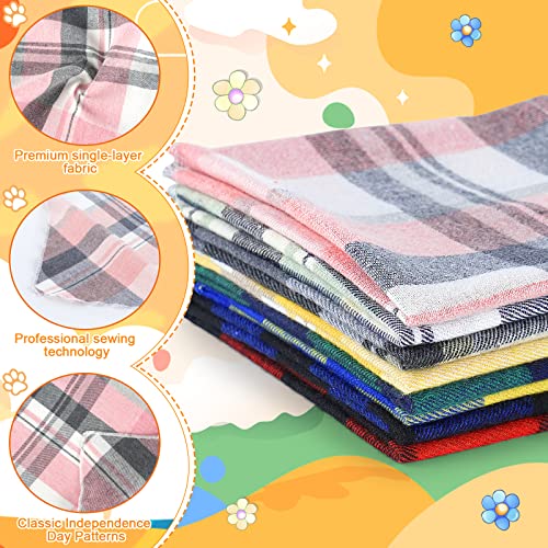 8 Pack Dog Bandanas, Plaid Dog Scarf Bulk, Pet Scarf For Boys And Girls,Washable Pet Bandanas,Adjustable Dog Scarf For Large,Premium Durable Fabric(Plaid) #TOP3