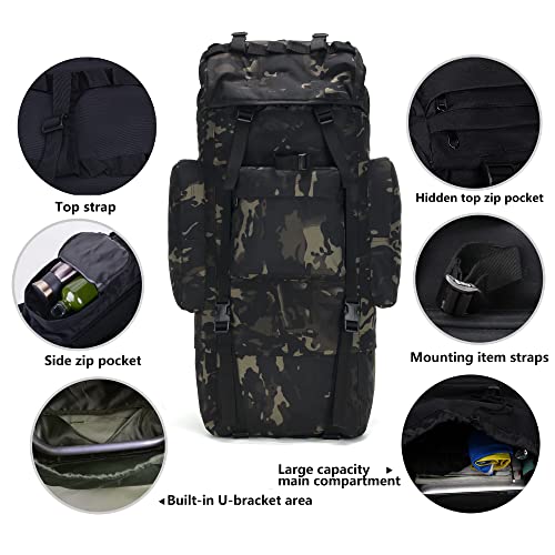 Tianyaoutdoor 65L Tactical Backpack With Internal Frame And Rain Cover Waterproof Rucksack For Camping Hiking Travel Outdoor #TOP1