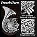 Double French horn, French horn, 4-button F/B tuning, select brass, one-piece French horn design, comes with backpack, gloves, cleaning cloth, and cleaning tool kit(silver, all-in-one)