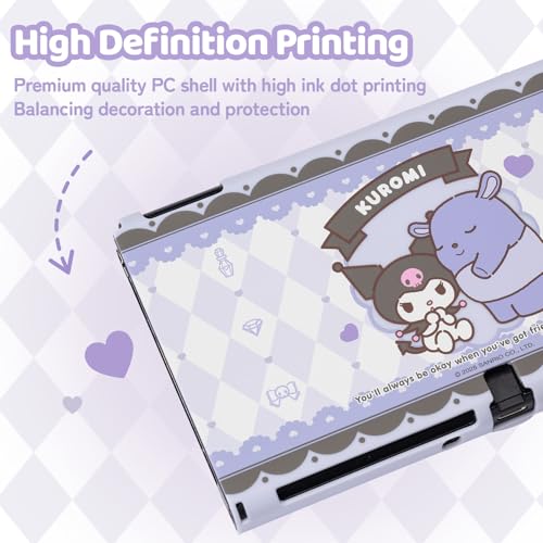 Image of Kuitmor Protective Shell for Switch OLED,Slim Cute Pattern Dockable Cover Case Compatible with Switch OLED,Anti-Scratch and Shock-Absorption Design Cover Skins for Joystick(Kuromi)