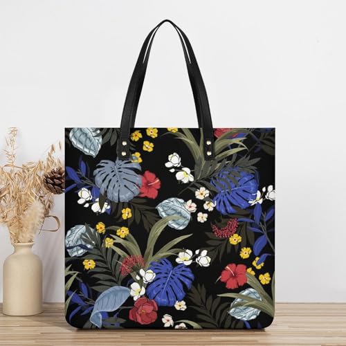 Sac de voyage feuille bleue imprimé fleurs 39x39cm - 3