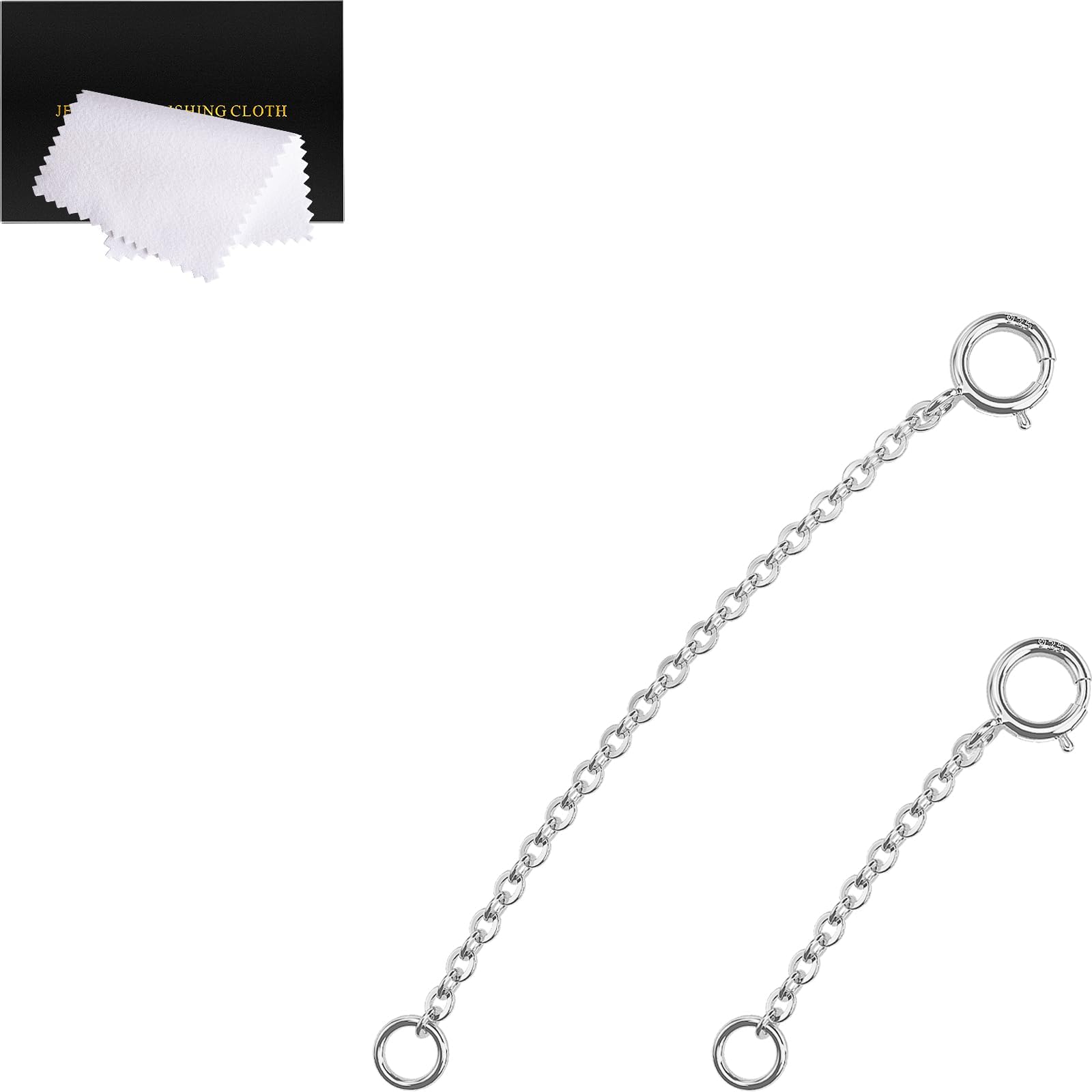 VANBARIS Necklace Extender Silver, 925 Sterling Silver Necklace Extender Chain Bracelet Anklet Jewelry Extensions for Women, 2 Piece Set (1, 2 Inches)