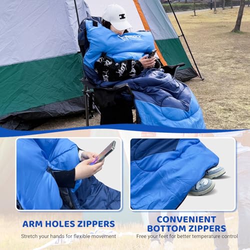 Bolsa de dormir KINGROCK para adultos, ligera, impermeable, para clima frío, camping, senderismo y viaje al aire libre con bolsa de compresión miniatura 5