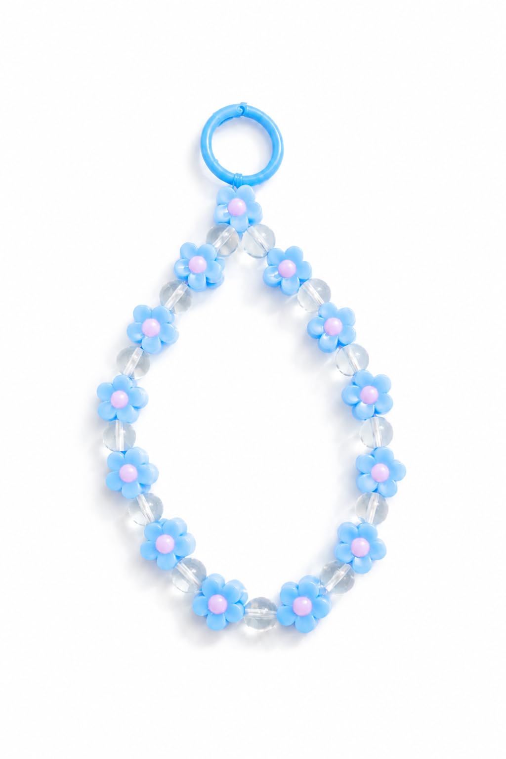 Pastel Petals Blue Flower Bead Phone Charm with Ring, Compatible with iPhone, Bag Charm Accessory-image-45
