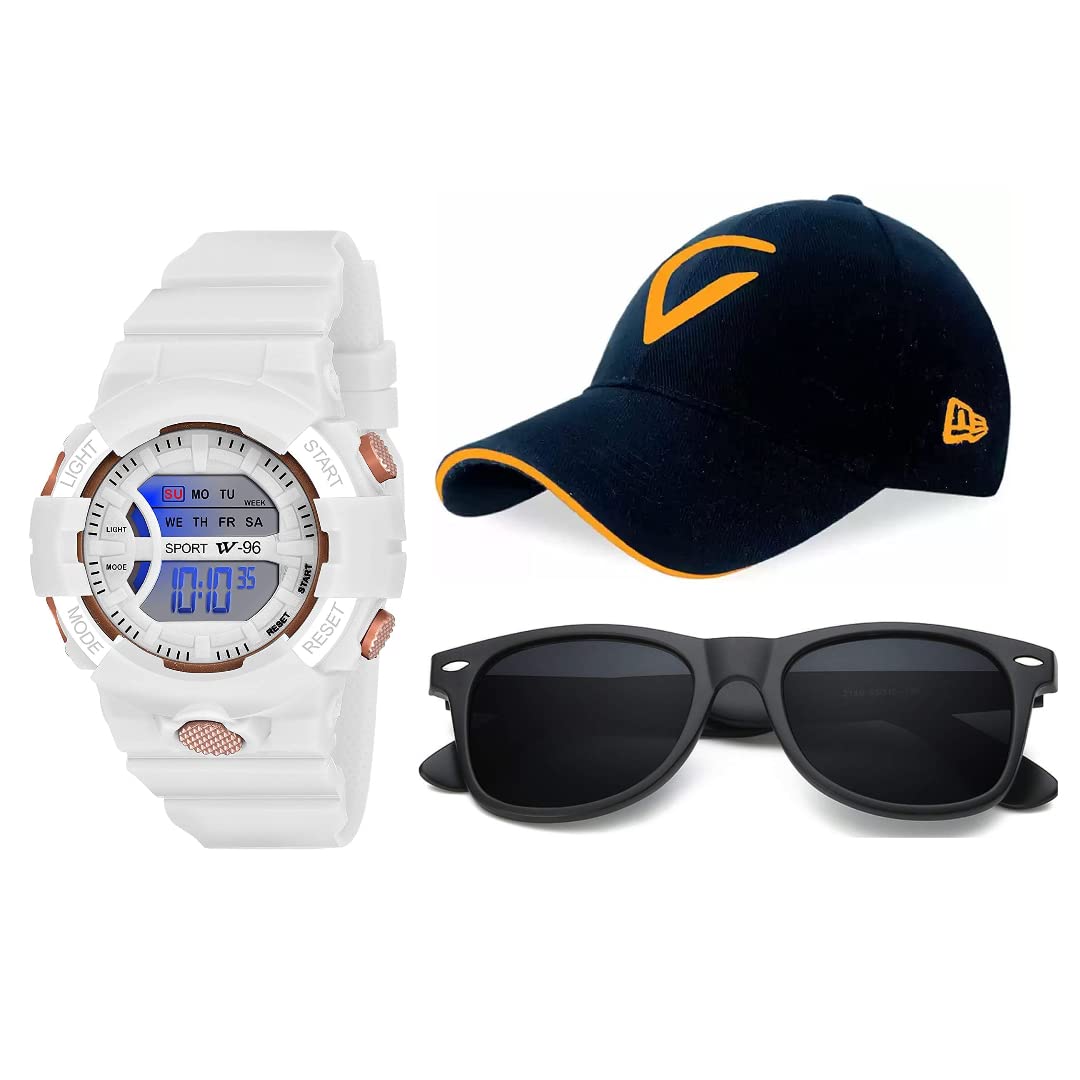 UNEQUETREND Digital Sports Watch, Multi-Functional Watch for Boys & Men with Cap and Goggle, Combo Pack of 3-WCS-2631- White (B09SL61ML3) Amazon Price History, Amazon Price Tracker