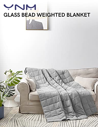 Ynm Weighted Blanket —Cotton/Polyester Blend Fabric With Premium Glass Beads (Grey/White Reversible, 48''X72'' 15Lbs), Suit For One Person(~140Lb) Use On Twin/Full Bed … #TOP1
