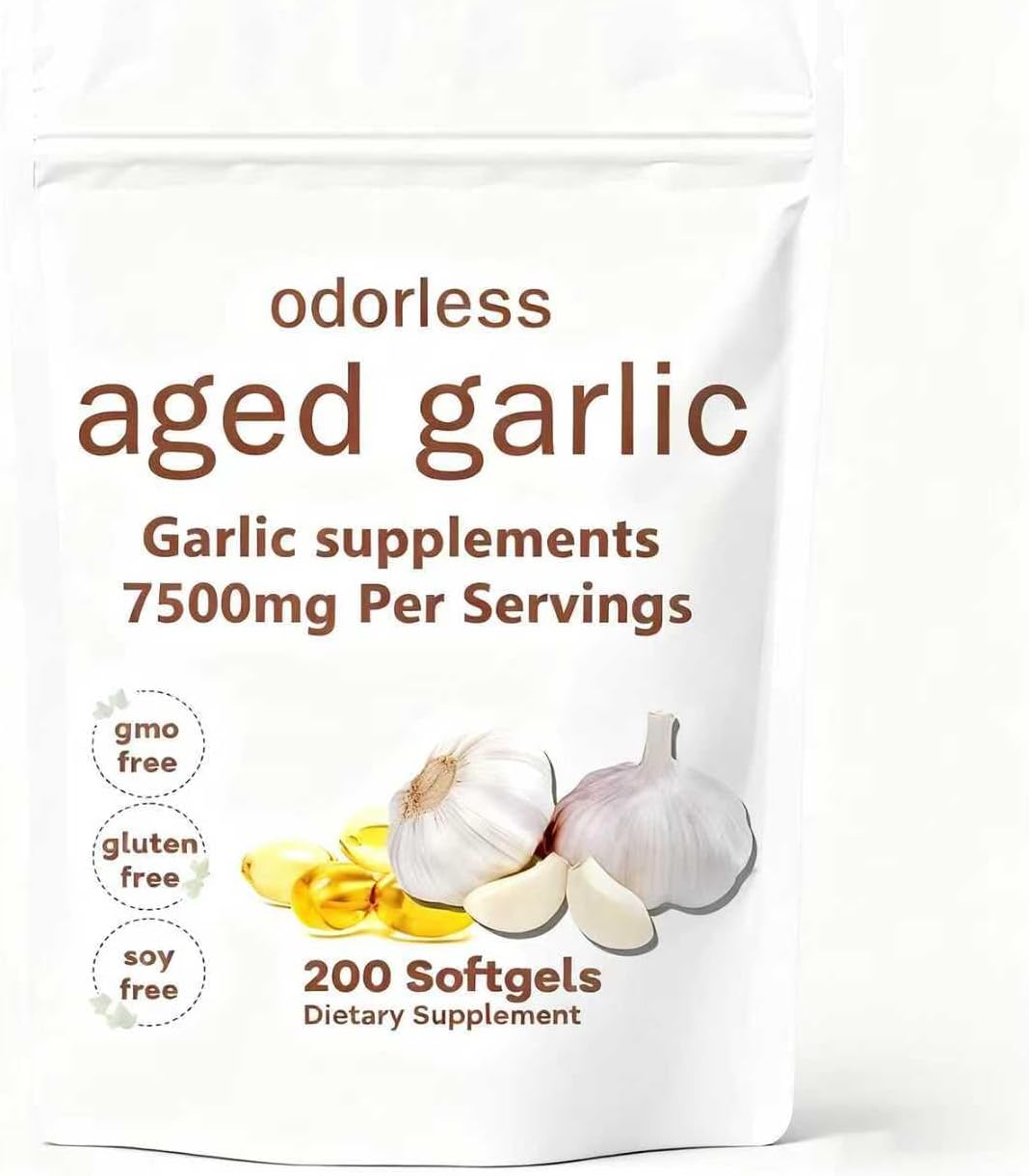 Primus Aged Garlic Extract 7500mg Odorless –200 Softgels | Organic, Non-GMO, Gluten-Free | Daily Immune for Adults(1pcs)