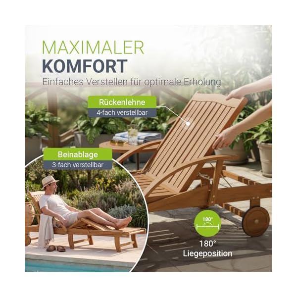 Juskys SunScape Gartenliege Akazienholz