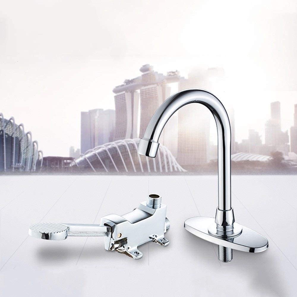 Engineeredecoration Mischbatterie aus Kupfer, Labor-Waschtisch-Fußpedal-Wasserhahn, Moderne Badezimmer-Waschtischarmatur, Wasserhähne für Zuhause, Einzel-/Warm- und Kaltwasser vorhanden