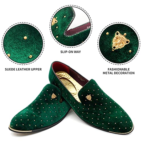 MHB Men's Luxury Velvet Loafers Pointed-Toe Slip-on Suede Dress Shoes for Men Rivet Smoking Slipper Fashion Lightweight3