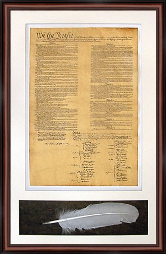 Sale! U.S. Constitution - High Quality Replica. Professionally Framed (18x 27.5) Genuine Parchment & Quill, Solid Wood Frame