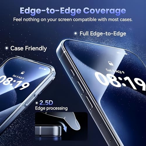 Image of OHAYO Tempered Glass Screen Protector Compatible with iPhone 17 Pro (6.3 inch) - 9H Hardness, HD Clear, Bubble-Free, Scratch Resistant, Case Friendly, Oleophobic Coating