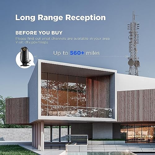 2023 Signal Enhance TV Antenna with 560+ Miles Coverage Range Supports 4K 8K 1080p for Smart HDTV and Older TVs, Indoor Signal 18ft HDTV Cable (Black) - Thumbnail 2