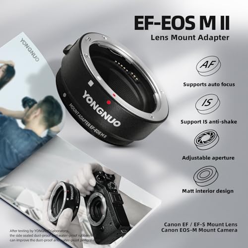 Anillo Adaptador de Montura YONGNUO EF-EOS M II para Objetivos Canon EF/EF-S a Cámaras Canon EOS-M (Montura EF-M), con Control Automático de Apertura y Enfoque Automático miniatura 2