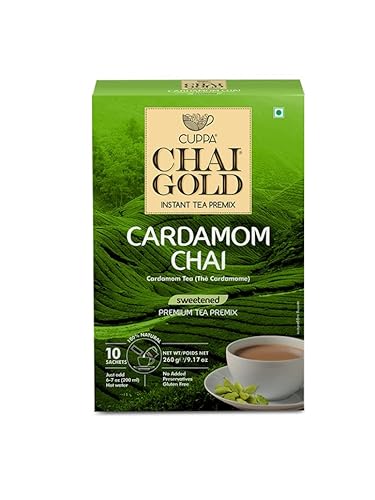 Cuppa Chai Gold Cardamom Chai | Sweetened Version | Pack of 1 (10 Count)